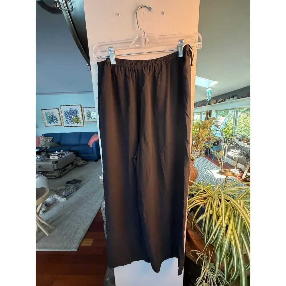 Quince 100% Linen Wide Leg Pants Navy Blue Drawstring Pull On Coastal Women S